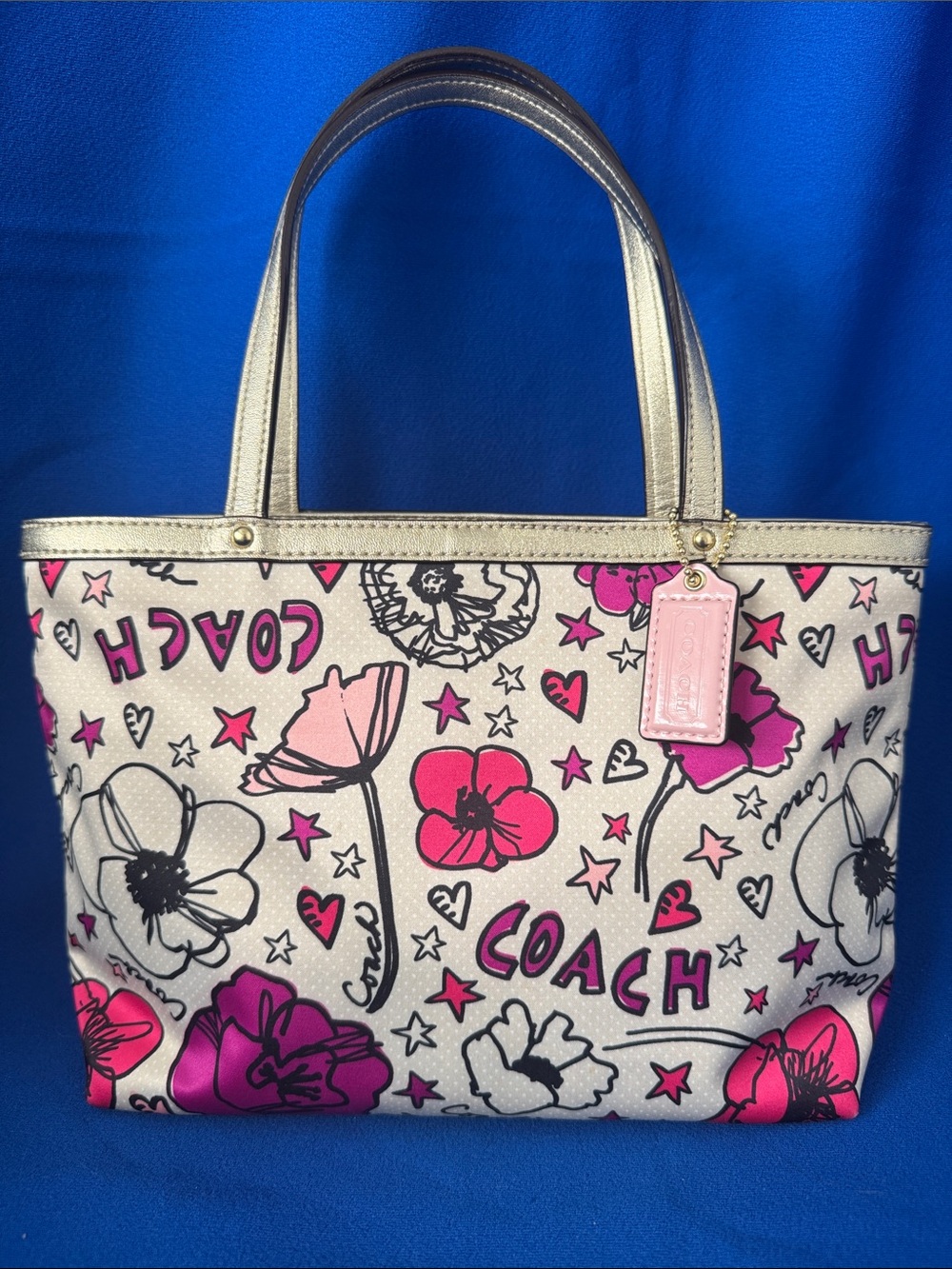 Coach Kyra Signature C Multi Floral Tote Shoulder Handbag F47473 Y2K Aesthetic